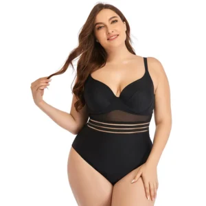 Plus Size Ladies Lace-Up Swimsuit One-Piece Bikini Swimwear