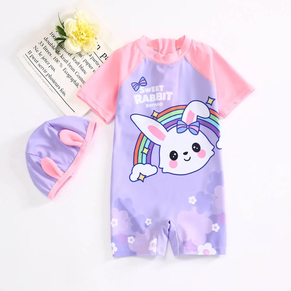 short sleeve girl swimsuit