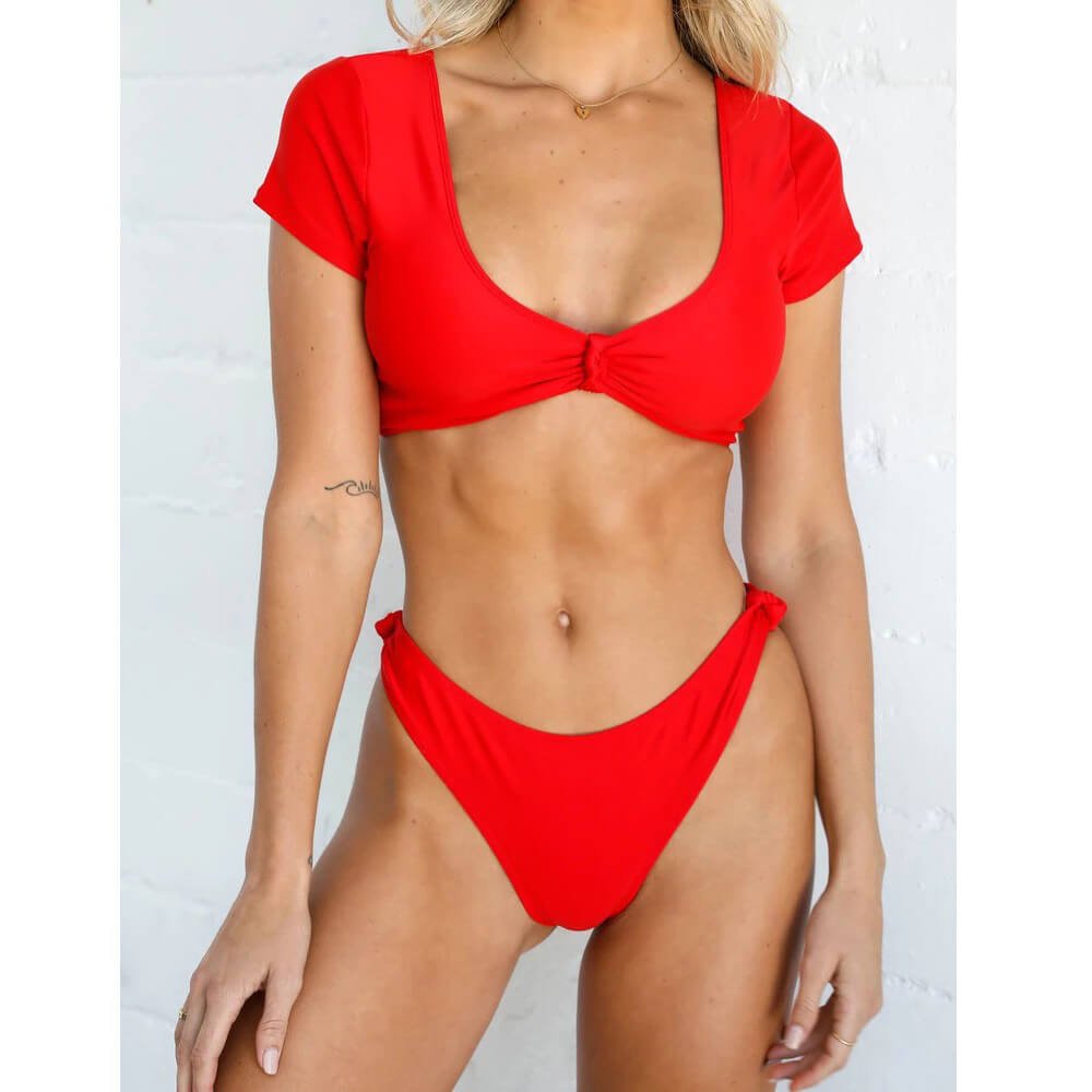 short sleeve bikini set women swimwear