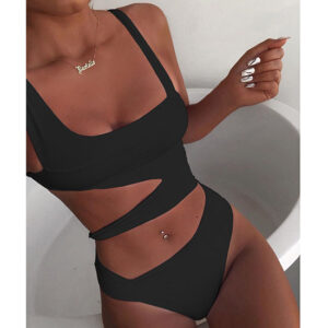 white/black cutout monokini swimsuit women swimwear