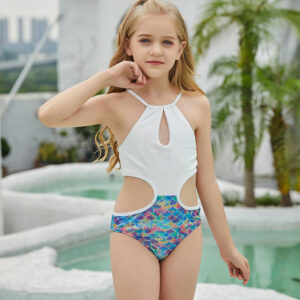 white bikini one piece swimsuit for girls