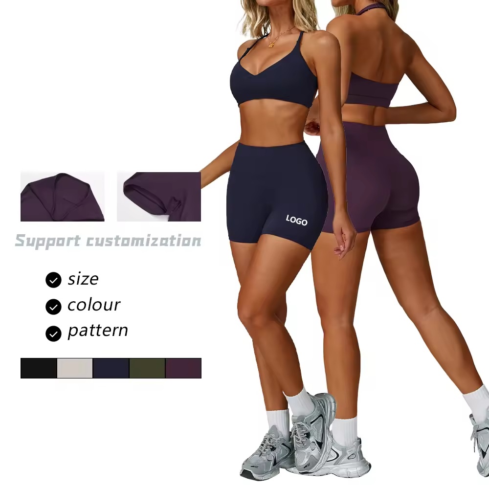 custom logo athletic workout training nylon spandex sports shorts for women