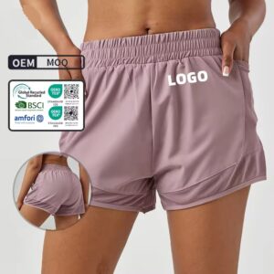 custom hot selling breathable quick dry everyday shorts pockets 2 in 1 jogging gym shorts for women