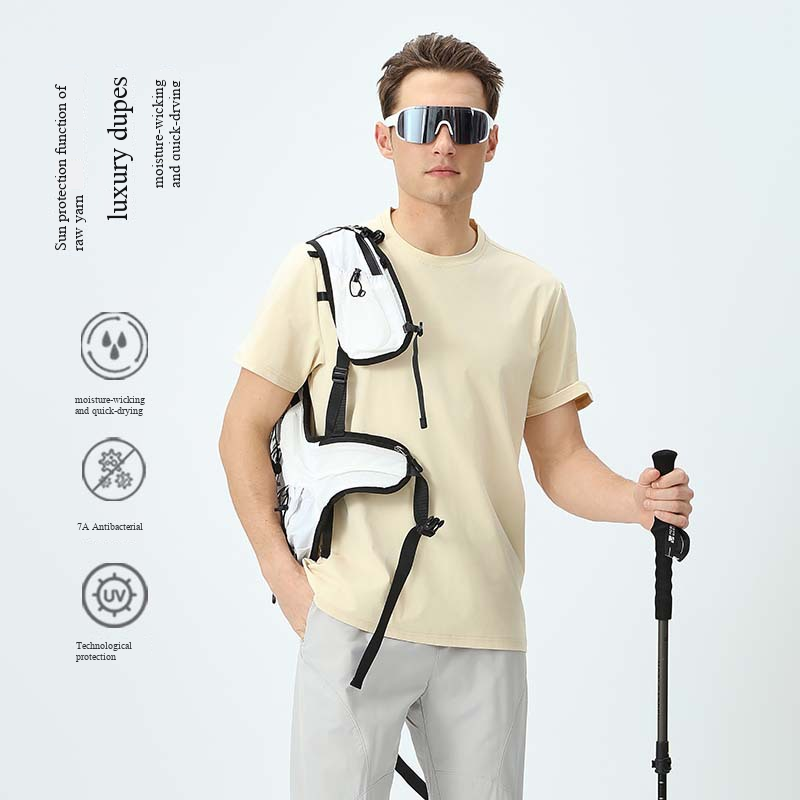 summer sports quick drying t shirt for men, breathable commuting, outdoor running, fitness, round neck short sleeved casual