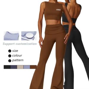 custom women cross back push up sports bras fitness u neck hollow crop yoga tops