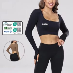 tan color crop activewear tshirt sleek top spring gym yoga woman yoga brown active we