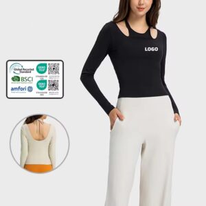 winter plush long sleeve yoga activewear high intensity fitness apparel for pilates running sporty long sleeve top