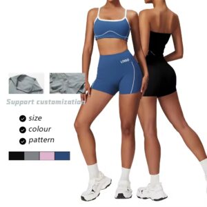 wholesale black gym knit fitness apparel running casual yoga sports shorts for women