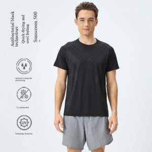 men's ice silk quick dry t shirt, summer thin style, loose and breathable, short sleeved, suitable for sports, fitness, running, cycling, and casual wear