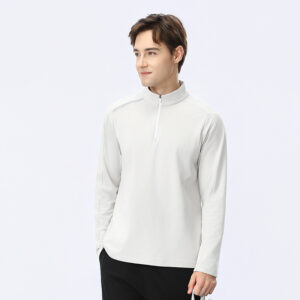 stand up collar half zipper long sleeved outdoor sports t shirt autumn and winter base shirt men's fitness cycling training suit