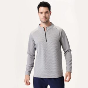 half zip long sleeved clothing for autumn and winter, breathable, sweat absorbent, quick dry, suitable for cycling, fishing, running, and training, men's wear